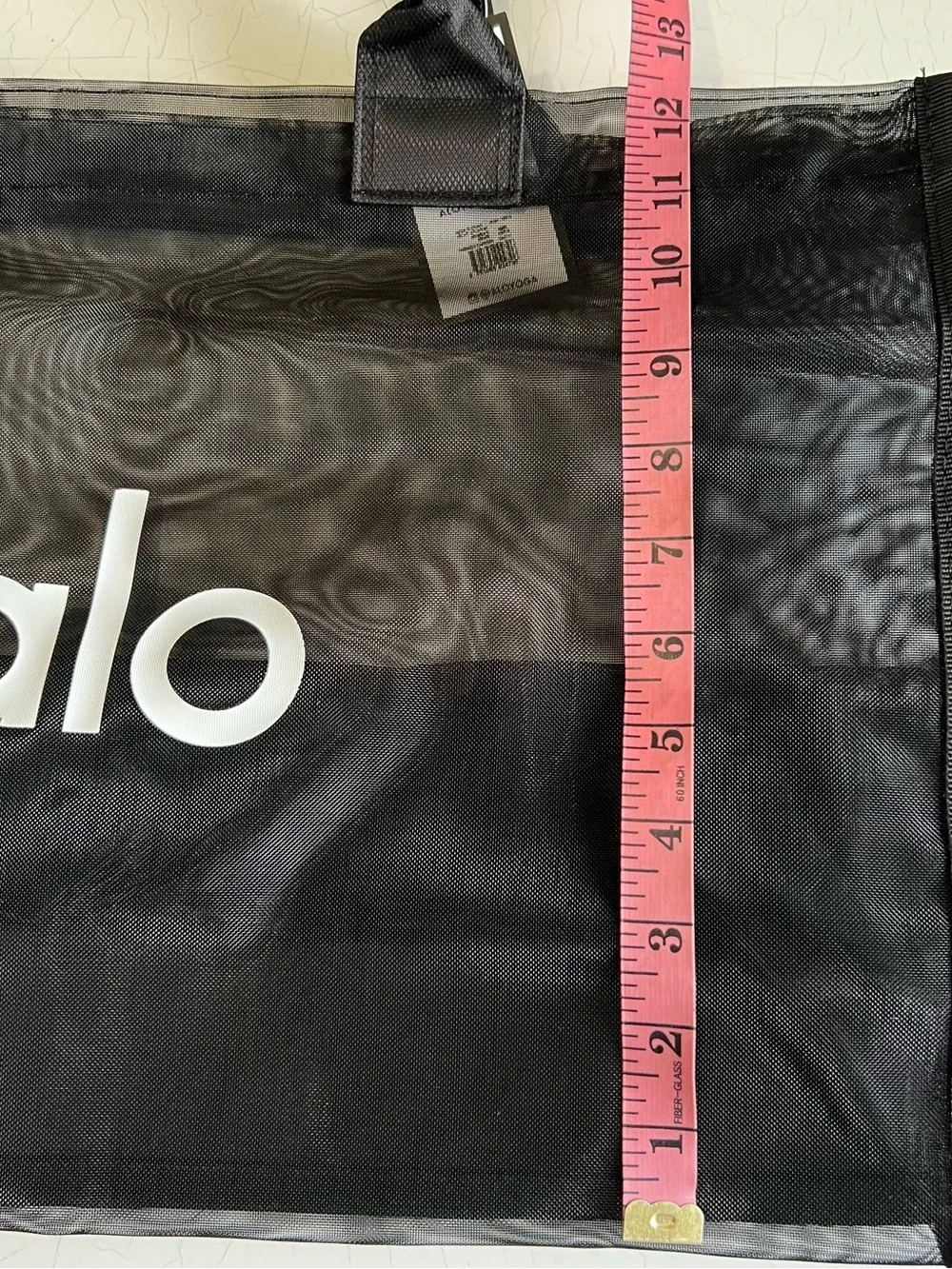 Alo Black Mesh Tote Bag with White Logo